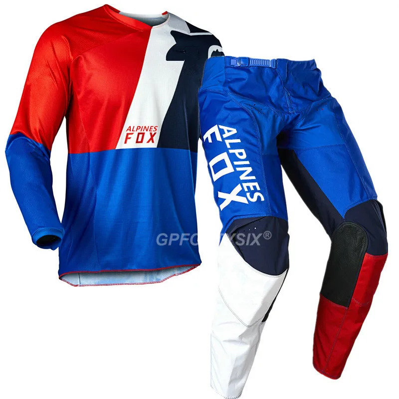 Blue ALPINES FOX 180 LOVL велосипедные комплекты MTB DH Горные горные велосипеды внедорожные мотоциклетные гоночные передачи Мотокросс Джерси MX БРЮКИ - Цвет: Blue