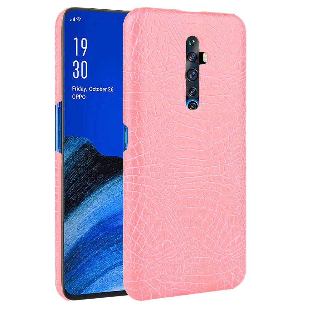 Для Oppo Reno 2Z чехол Роскошный узор крокодил бизнес ПК Жесткий Чехол для телефона для Oppo Reno 2z Reno2 защитная задняя крышка(N1008 - Цвет: Розовый