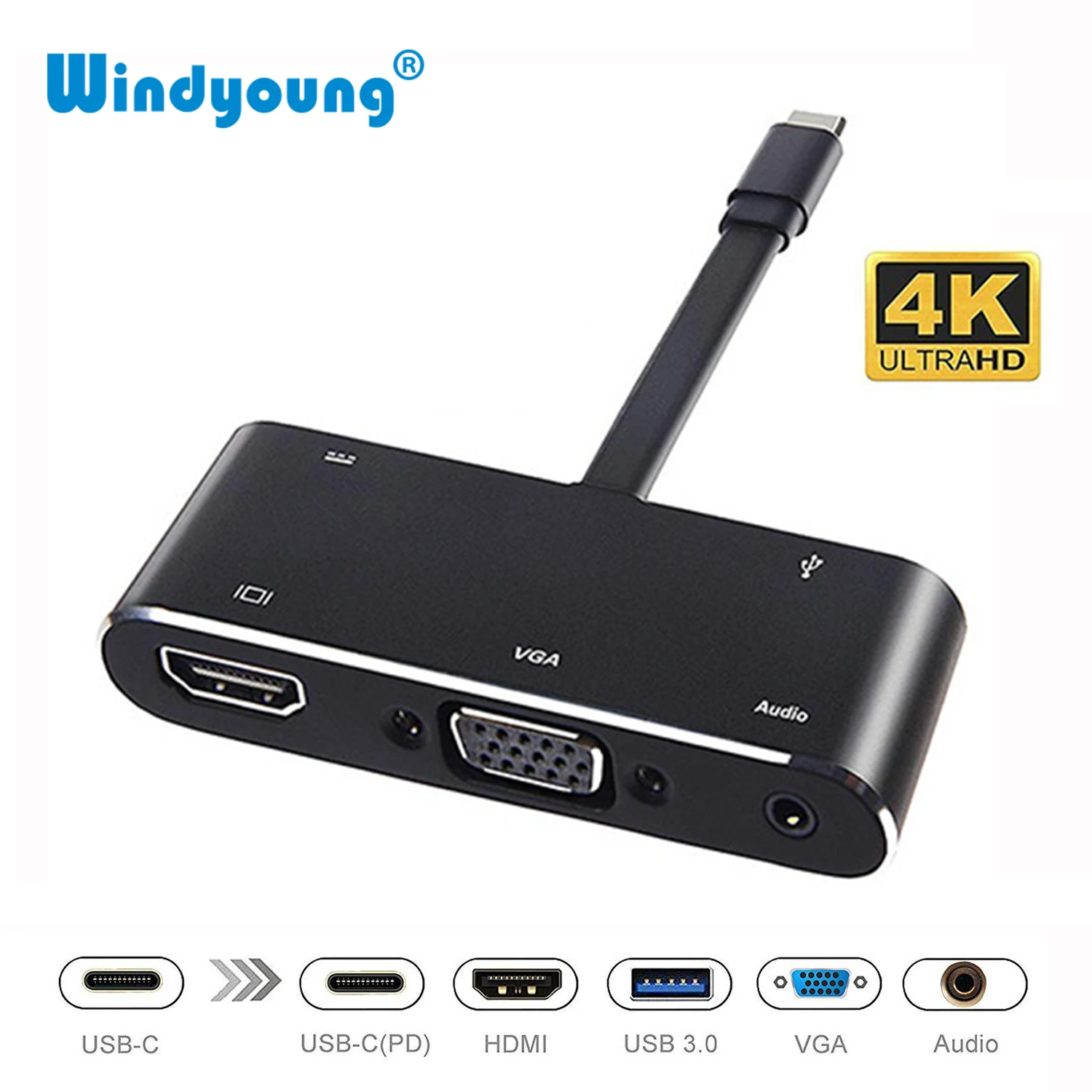 Usb type C концентратор USB-C к HDMI 4K USB3.0 аудио VGA разъем Thunderbolt 3 адаптер для MacBook pro samsung Note8 S8 S9 Dex режим nintendo