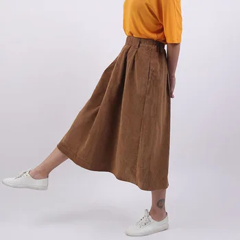 

Autumn Women Black Skirts Plus Size Cotton Denim A-line Skirt Wome High Waist Slit Skirts Multi Buttons Casual Stretch Skirt