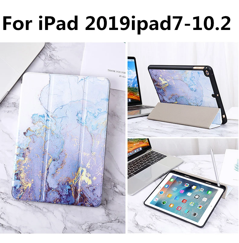 Чехол для iPad 7 с ручкой и слотом для ручки 10,2 дюймов Apple tablet 7th gen Ультратонкий силиконовый мягкий чехол все включено анти-падение тонкий leat - Цвет: Розовый