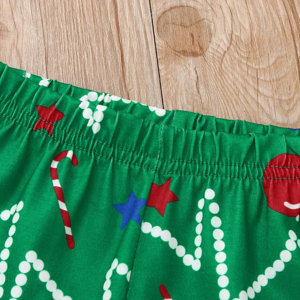 Рождественская Детская одежда для сна с принтом с елкой; одежда для сна; топ+ штаны; Рождественская семейная одежда; пижамный комплект; хлопковая одежда