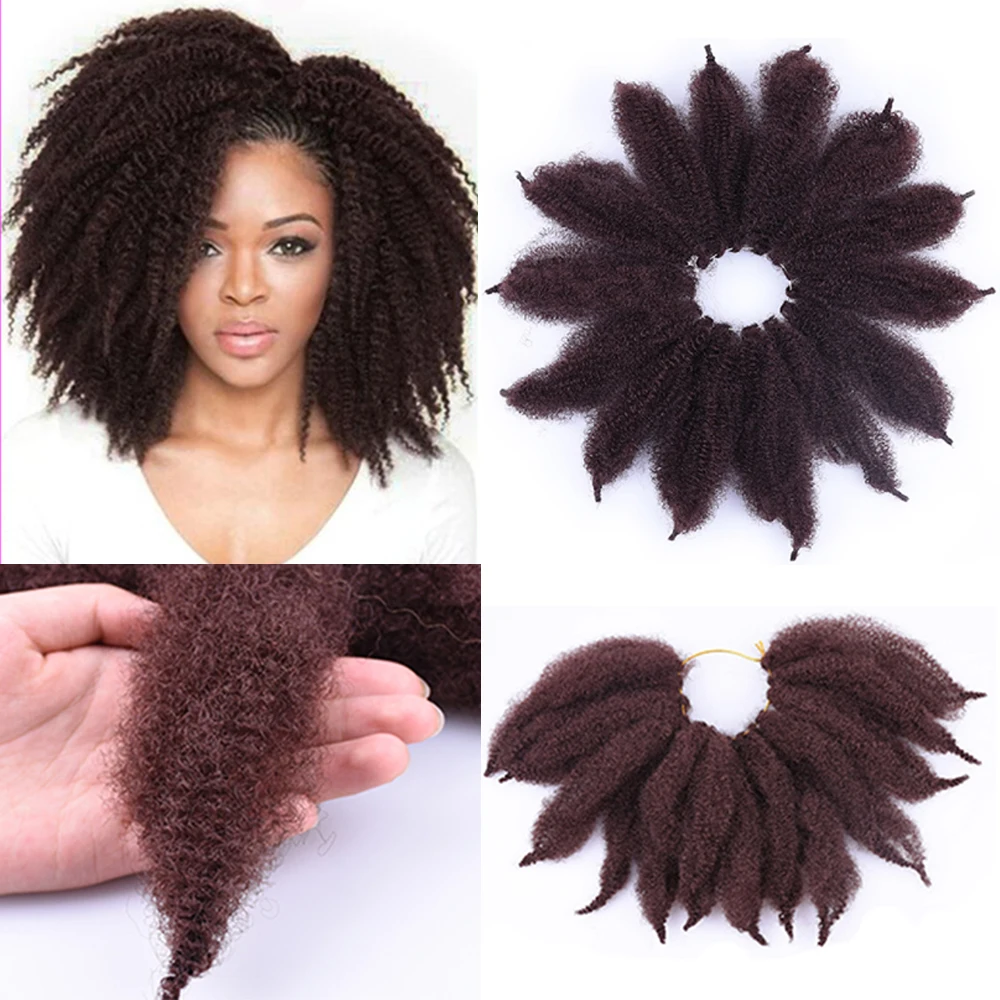 Synthetic Crochet Braids 8" Crochet Marley Braid Hair Soft Afro kinky Twist Synthetic Braiding Hair Extensions High Temperature Fiber for Woman