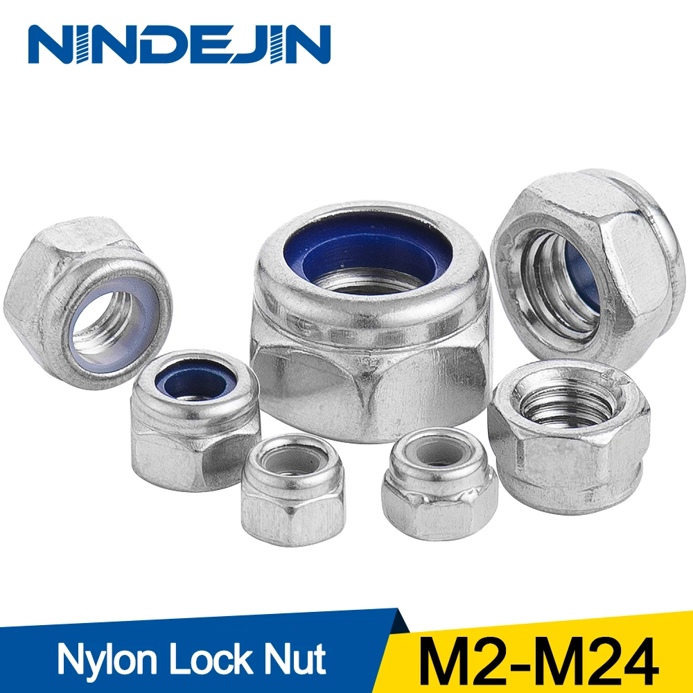 Nindjin нейлоновая фиксирующая гайка 304 из нержавеющей стали шестигранная M2 5 M3 M4 M5 M6