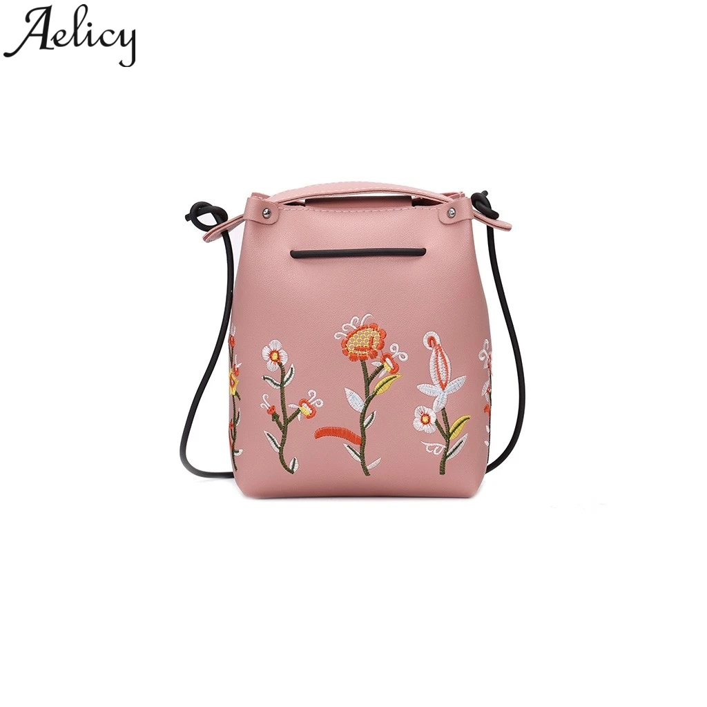 

Aelicy Famous Brand Design Women Messenger Bag PU Leather Casual Shoulder Bag Floral Handbags Zipper Crossbody Bolsos Sac A Main