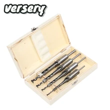 Ücretsiz kargo 4 adet 6.4/8/9.5/12.7mm ağaç İşleme araçları kiti Set kare burgu Mortising keski matkap uçları kare delik genişletilmiş testere