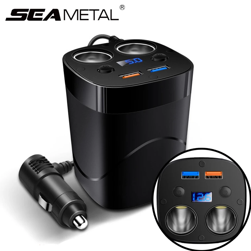 

12V 24V Cigarette Lighter Charger Dual Lighter Holes QC3.0 Fast Charging USB Port Car Socket Adapter for Auto Electronics Charge
