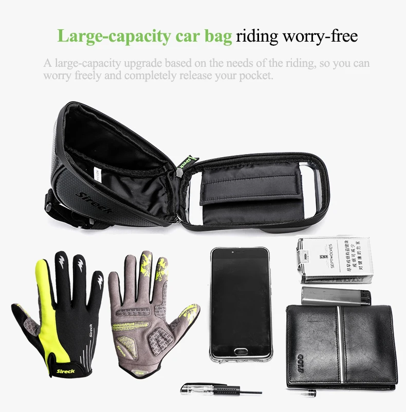 Clearance Sireck Bike Bag Nylon Rainproof Bicycle Bag 6.0 Touchscreen Bike Phone Case Cycling Front Tube Saddle Bag Bicycle Accessories 38