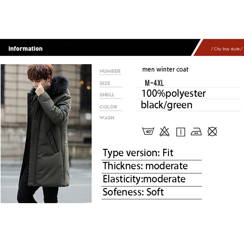 Discount TFETTERS Brand 2019 New Clothing Down Men Feather Long Coats Winter Men Solid Fashion Overcoat Outerwear Warm Parkas