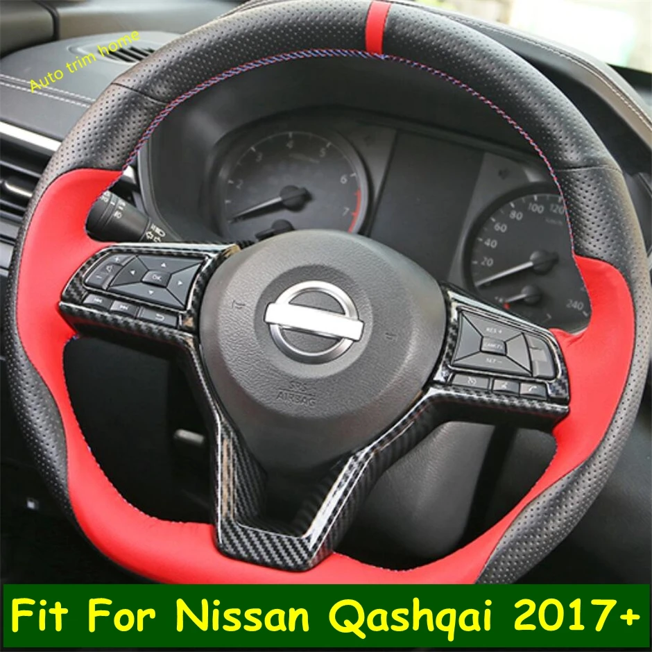 Lapetus Lenkrad Taste Rahmen Abdeckung Trim Fit Für Nissan Qashqai J11 2017 2018 2019 2020 Carbon Fiber ABS Auto zubehör