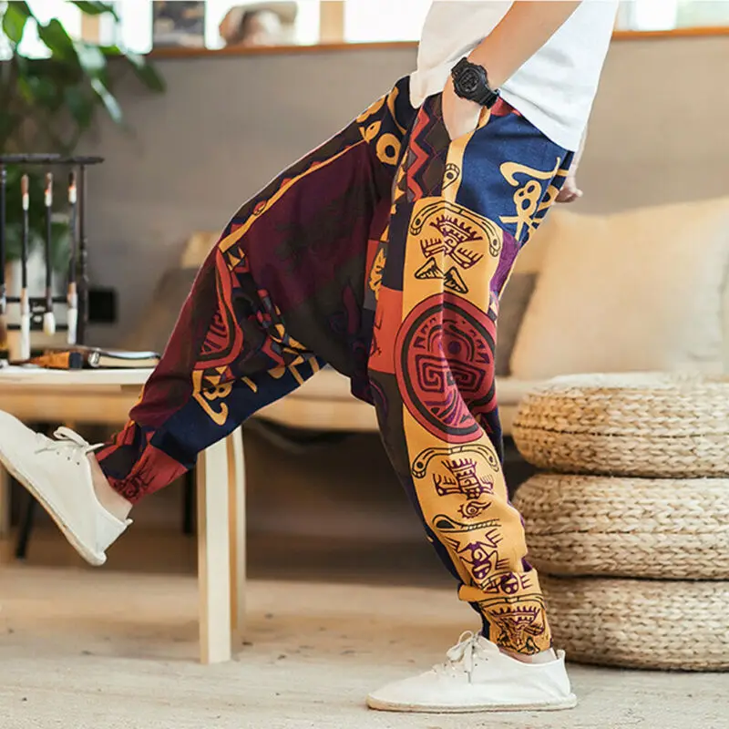 2019 Autumn Men Cotton Pockets Harem Pants Hip Hop Joggers Gypsy Hippie Drop Crotch Mens Pants Man Sweatpants Streetwear M-3XL 2019 Autumn Men Cotton Pockets Harem Pants Hip Hop Joggers Gypsy Hippie Drop Crotch Mens Pants Man Sweatpants Streetwear M-3XL