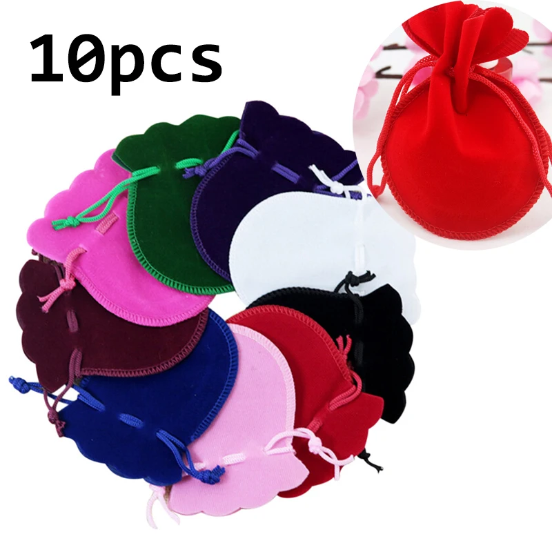 10pcs/lot Multicolor Drawstring Pouch Velvet Bag Calabash shap Jewelry Packing Bags Wedding/Christmas Gift Bag