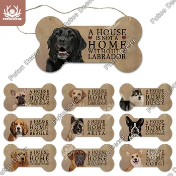 

Putuo Decor Dog Bone Sign Plaque Wood Lovely Friendship Wooden Pendant for Wooden Sign Dog House Decoration Wall Decor Dog Tag