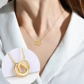 

JIAN S925 Women Necklace Simple Circle Pendant Choker Jewelry Accessories Clavicle Chain Collar Birthday Gift for Girlfriend