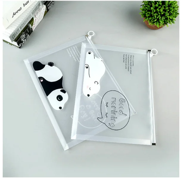 2/4pc waterproof multi-functional transparent document cartoon A4 document bag storage box office school stationery file bag office folder binder folder