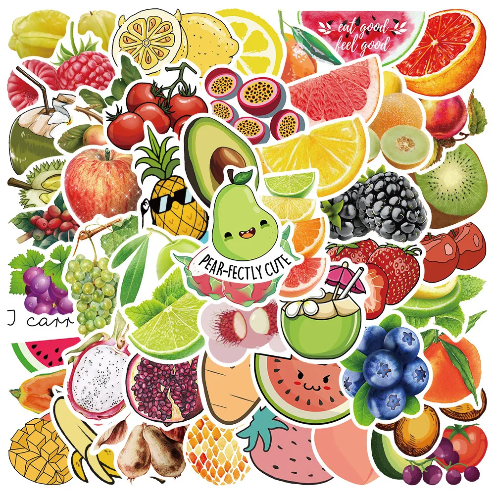 10/30/50PCS Cartoon colorful fruit Stickers Fridge Guitar Laptop Motorcycle Luggage Skateboard PVC Graffiti Cool Sticker toys