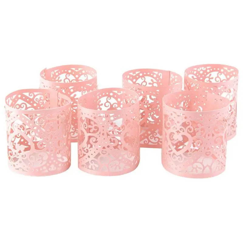 Горячая партия 6 шт. светодиодный абажур для свечи узор сердце Ajoure украшение