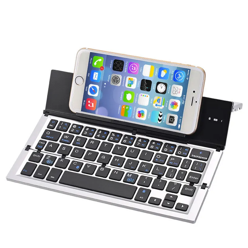 

Three System Dual-Channel Mobile Phone Tablet PC Aluminium Alloy Gift Bluetooth Folding Keyboard Rose Gold Keyboard