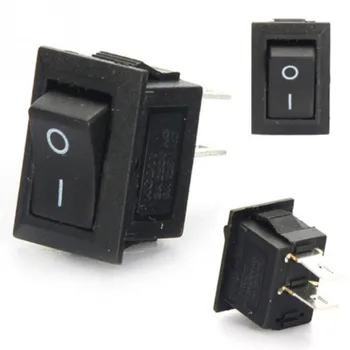 

500PCS/Lot KCD1-11 Power Rocker boat Switch 3A/250V Black 15*10mm