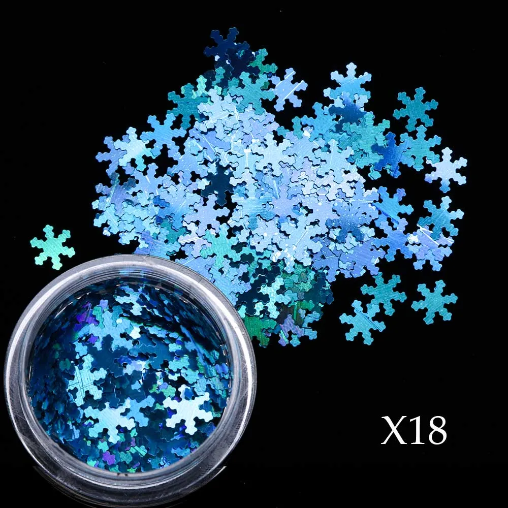 X18 1 коробка Рождественские снежинки блестки 3D Блестки для ногтей голографические AB хлопья блестки Маникюр украшения SAX1-30 - Цвет: X18