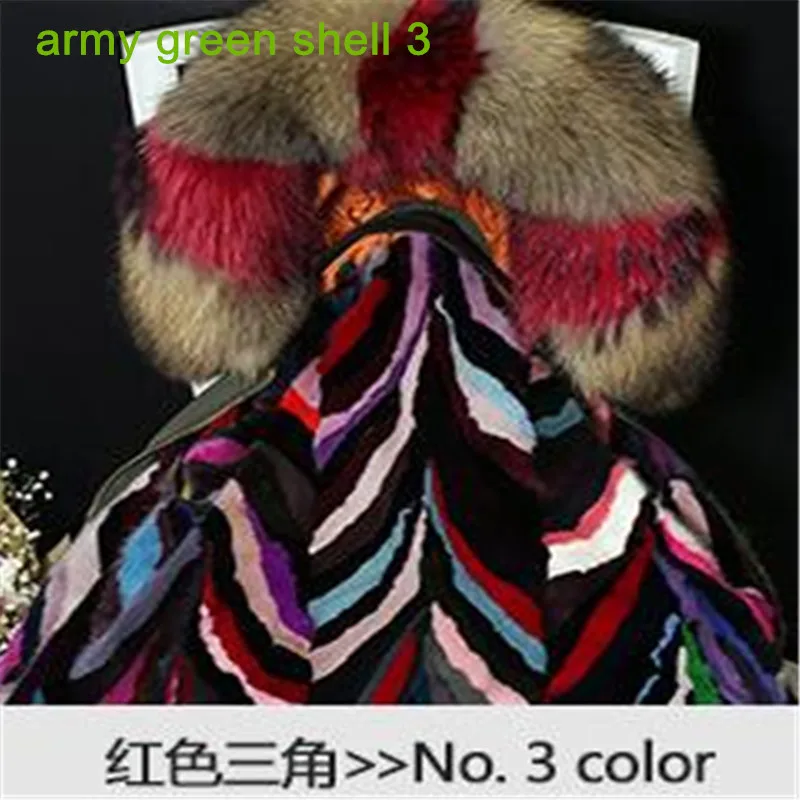 army green shell 3 Короткая куртка-бомбер с подкладкой из натурального меха норки, зима, большая парка с воротником из меха енота, водонепроницаемая зимняя куртка - Цвет: army green shell 3