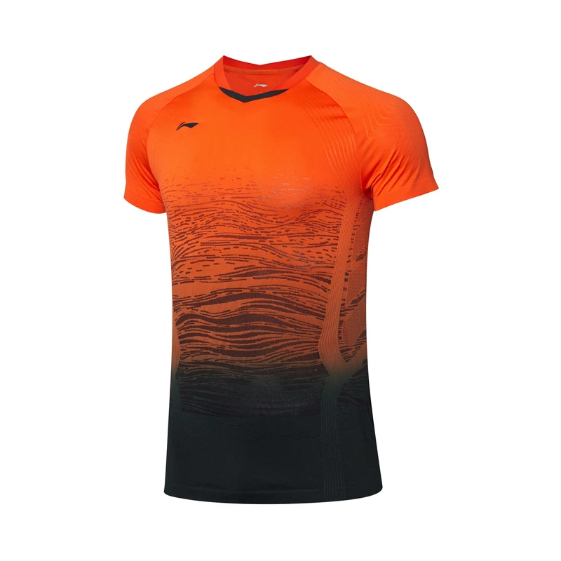 Li-Ning мужские футболки для соревнований по бадминтону, дышащие комфортные топы с подкладкой, спортивные футболки, футболки AAYP329 MTS3151 - Цвет: AAYP329-2H