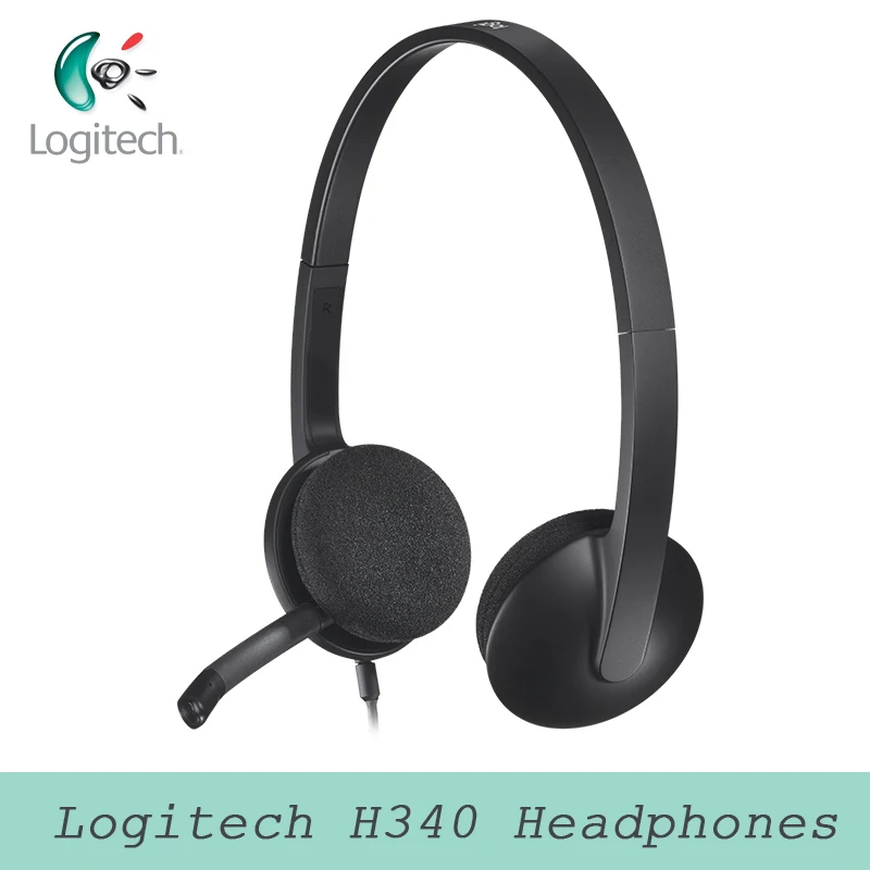 Оригинальные компьютерные наушники с USB разъемом logitech H340, предназначенные для почти платформы и операционные системы для офисного использования