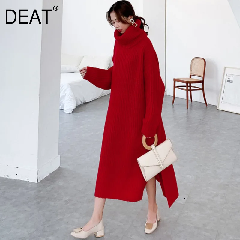 

DEAT 2020 new winter thickness turtleneck full sleeves knits loose long big size outwear sweater pullover 19F-a148-05