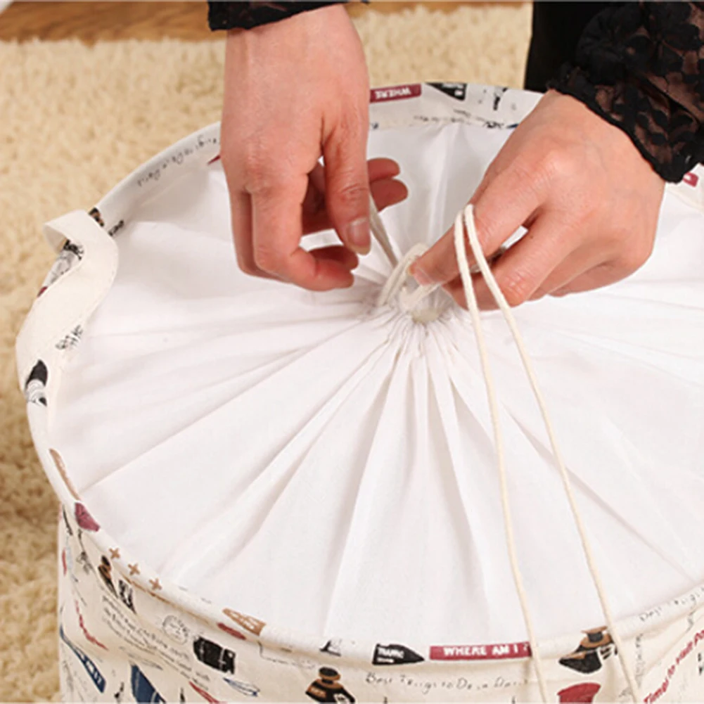 

1pc Folding Washable Round Storage Dirty Clothes Toy Storage Bucket Bags Sundries Organizer Large capacity Homes Laundry Baskets