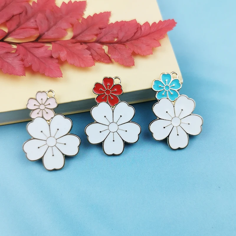 

JeQue 10pcs Double-sided Drip Oil Flower Charms For Necklaces Pendants Earrings DIY Colorful Handmade Jewelry Finding Making