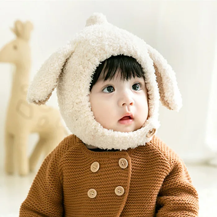 

Winter Ear Protective Cotton Knitted Jacquard Children's Hat For Kids Boys And Girls Cute Rabbit Ears All Around the Face Warm