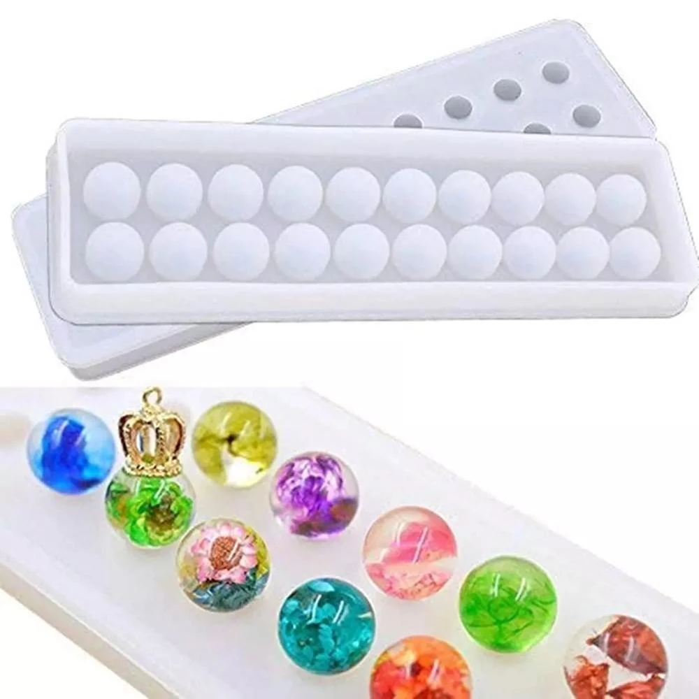 de epoxi con forma redonda de silicona, herramienta para hacer collares, colgante, artesanía, joyería 3D, manualidades, 20 unidades, 16mm|Material y herramientas de joyería| - AliExpress