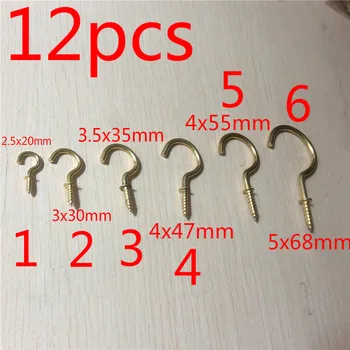 

12pcs Carbon Steel Light Hook Question Mark Sheep Eye Hook Screws Wood Self-tapping Screw