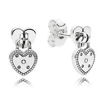 Аутентичные 925 пробы Серебряные Оригинальные серьги-гвоздики в форме сердца в европейском стиле для женщин, очаровательный подарок из бисера, ювелирные изделия DIY