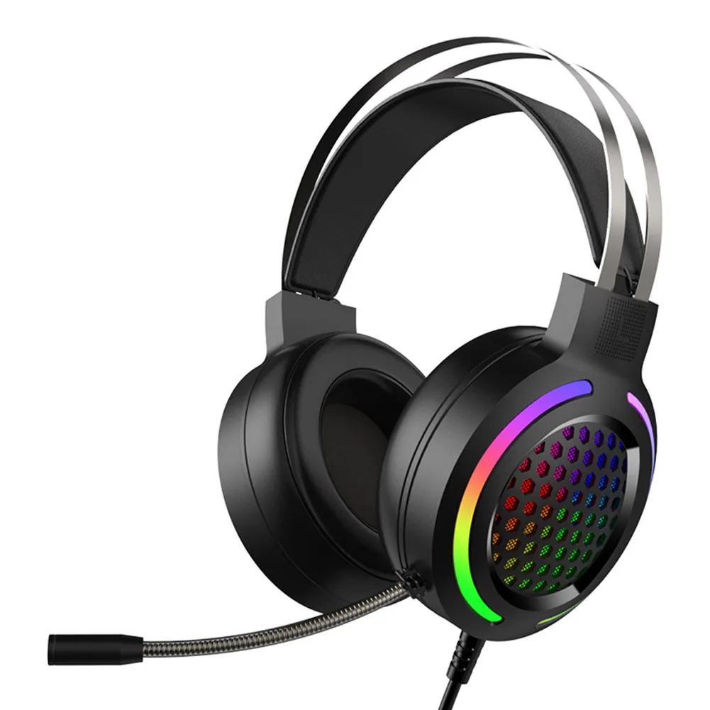 Durable Practical Multi functional Gaming Calling Wired Earphones Classic RGB Light Over ear Headphone with Microphone