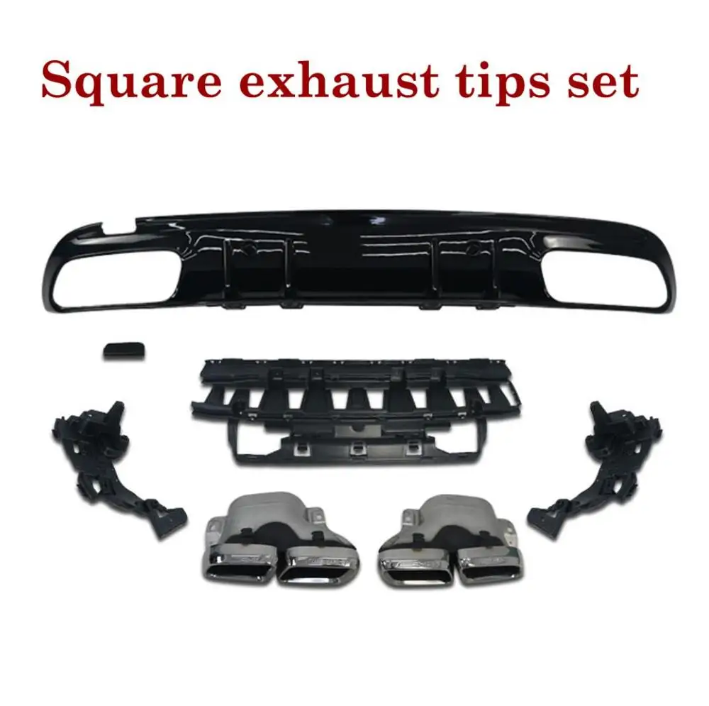

Gloss Black Rear Diffuser For Mercedes-benz C class W205 C43 C63 4-door Sedan Sport Version ABS Back Bumper With Exhaust Outlets