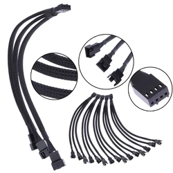 Câble d'extension 1 à 3 ou 4 broches, 1 pièce, manchon, 1 à 3 voies, 4 broches, CPU, PWM, boîtier de refroidissement, séparateur de ventilateur, Hub, câble adaptateur de sortie 