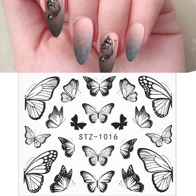 1 PC Pink Purple Butterflies Nails Art Manicure Stickers Decals 3D Spring Summer Theme Flowers Nail Slider Decor Decoration TA611