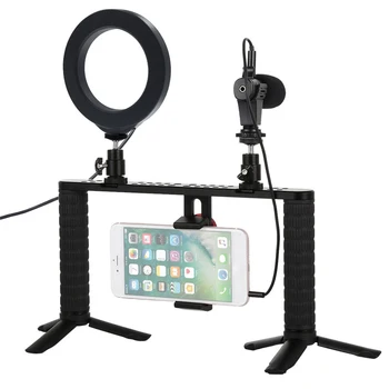 

Stabilizer Phone Smartphone Video w 4.6inch Ring LED Selfie Light MIC Handheld Stabilizer Live Stream Youtube Mobile Stabilizer