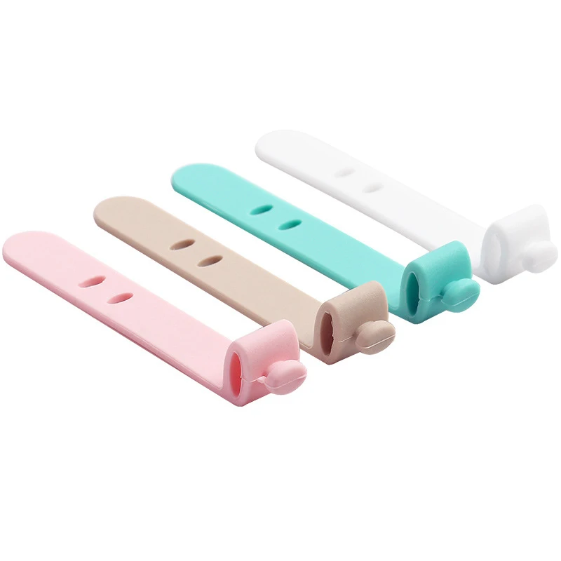

Quality 4Pcs Silicone Strap Hook Loop Cable Winder Headphone Cord Earphone Organizer Cable Tie For Charger Headset Data Cable