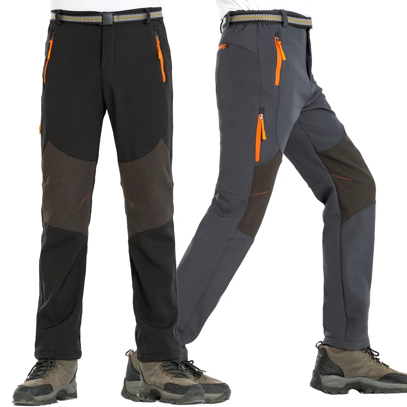 Большие размеры зимние теплые мужские уличные флисовые брюки водонепроницаемые ветрозащитные спортивные походные лыжные альпинистские походные брюки