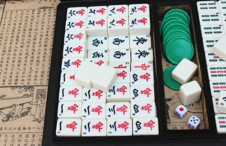 Mahjong портативный складной деревянный ящик Majiang набор настольная игра Mah-jong путешествия доска Игра Домашние развлечения