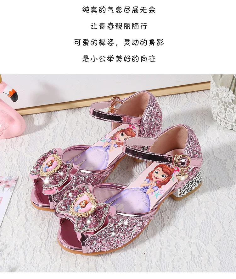 Children sandals princess party shoes Sophia sandal for girls glitter wedding girl sandals crystal High heel snow Pink shoes