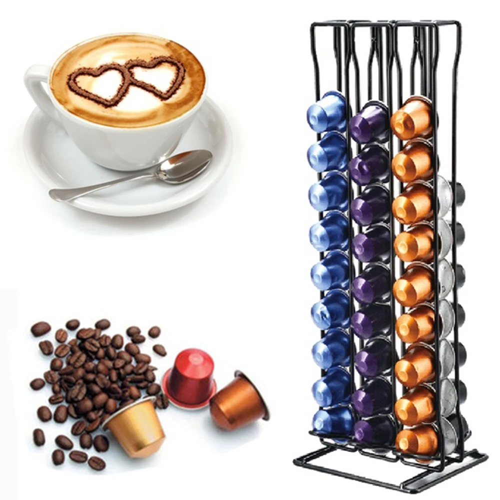 Coffee Capsule Holder for 60 Nespresso Capsules Storage Metal Tower Stand Capsule Storage Pod Holder Practical Coffee Pod Holder