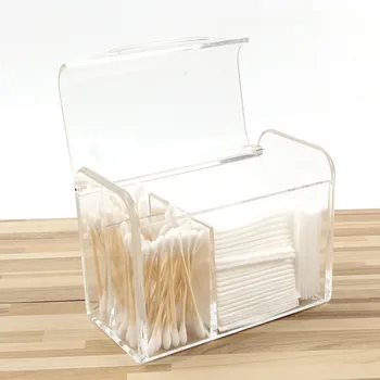 

Acrylic Make Up Organizer Transparent Cotton Swab Storage Box Storage Case Portable Container Makeup Organizer Jewelry Container