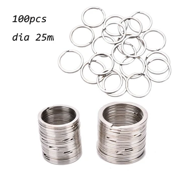 

50/100 Pcs/Set Keychain Key Ring New Stainless Alloy Silvery Key Chains Circle DIY 25mm Keyrings Jewelry
