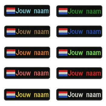 

Dutch flag Netherlands 10X2.5cm Embroidery Custom Name Text Patch Stripes badge Iron On Or Velcro Backing Patches For Clothes