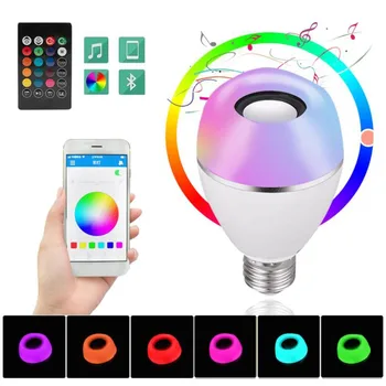 

LED RGB Bulb Wireless Light Speaker RGB Smart Music Bulb E26 Base IR Remote Colorful Magic Holiday Bar Club Night Smart Lamp