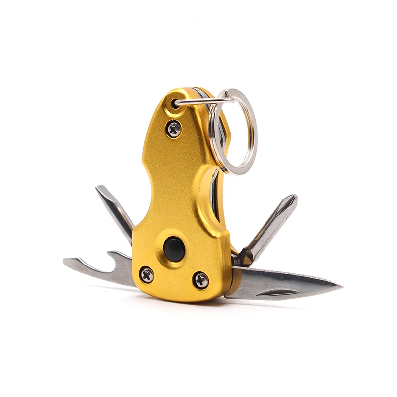 7 в 1 складной нож брелок практичный складной нож карманные инструменты плоскогубцы отвертка со светодиодным светильник для отдыха на природе Инструменты для повседневного использования - Цвет: Цвет: желтый