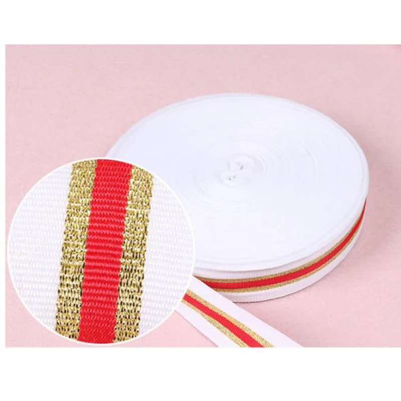 Gift Strap Canvas Ribbon Gold Green Medal Belt Backpack Straps Hand band Cloth Hat Bow Pants Sewing Accessories 3M 2.5cm width
